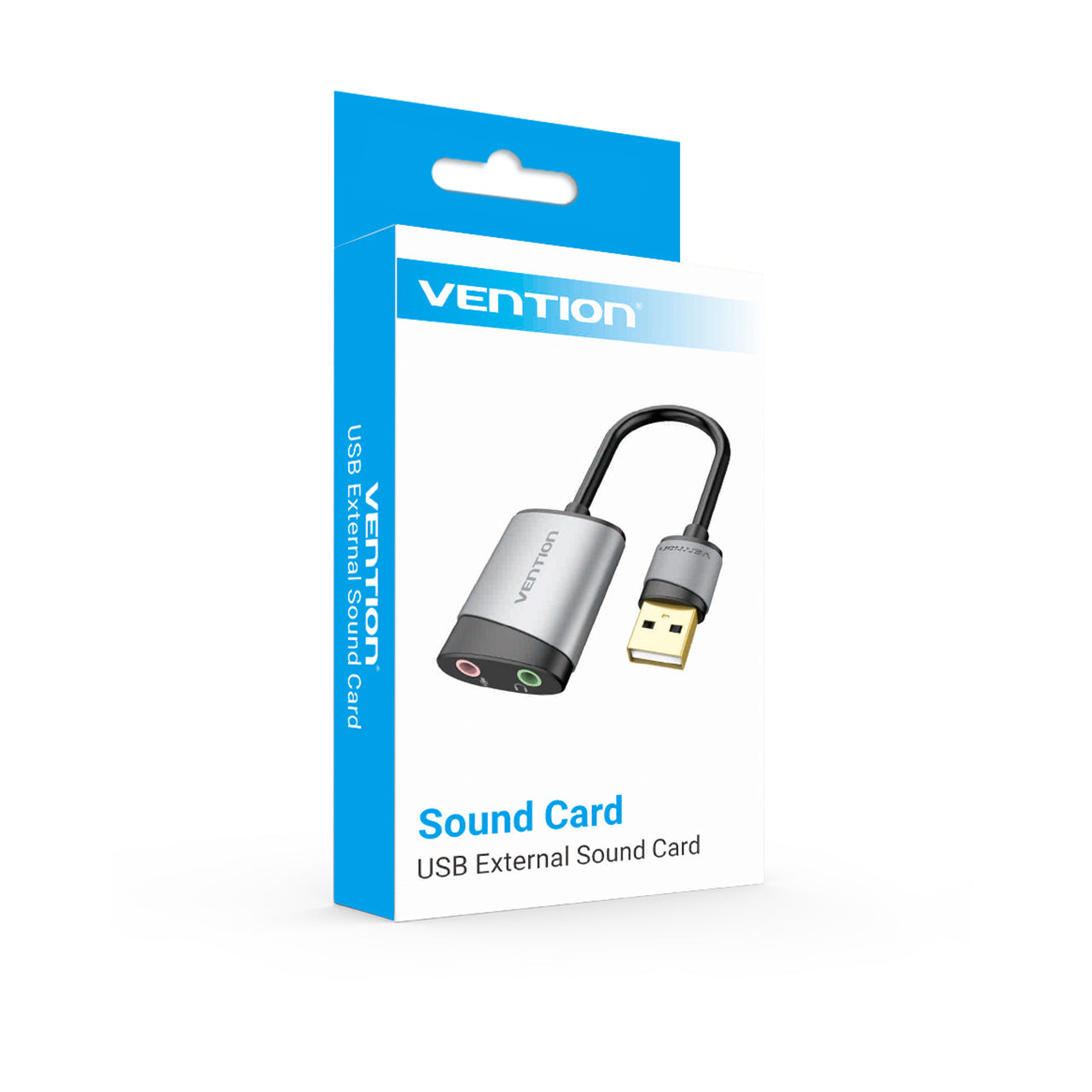 Vention External Sound Card USB to 3.5mm Aux Audio Adapter (Headphone, Microphone) Metal Type Gold-plated CTIA / OMTP (CDKHB)