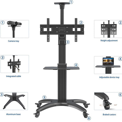 [CLEARANCE] NB North Bayou AVF 32"- 65" with 35Kg Max Payload Mobile TV Cart with Wheels and Mount Support and Wheels for LCD LED Flat Screen TV Television | AVF1500