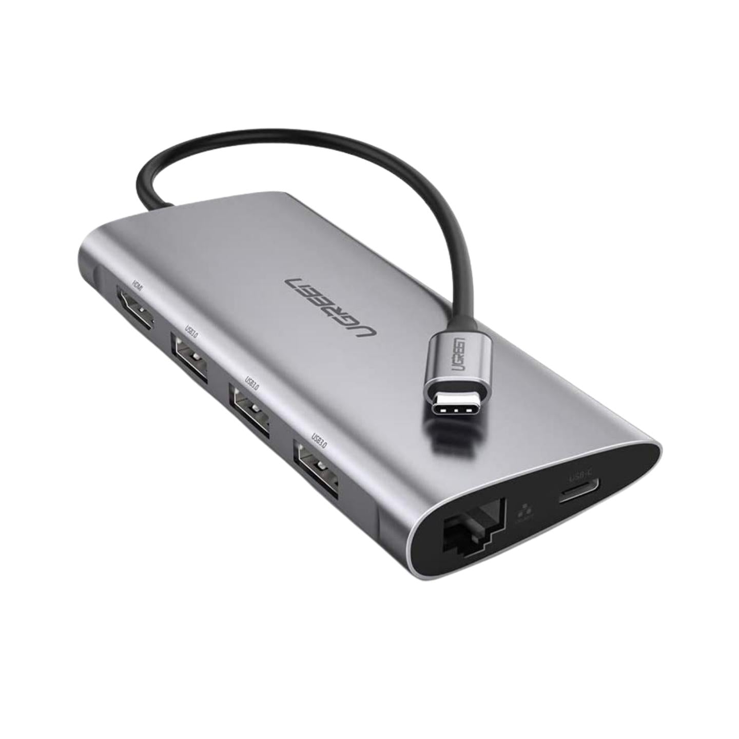 UGREEN 4K 30Hz 8-in-1 USB-C to USB 3.0, HDMI, Ethernet Lan, SD / TF Multiport Adapter Hub with 5Gbps Data Transfer Speed, Built-in Over-voltage Protection | 50538