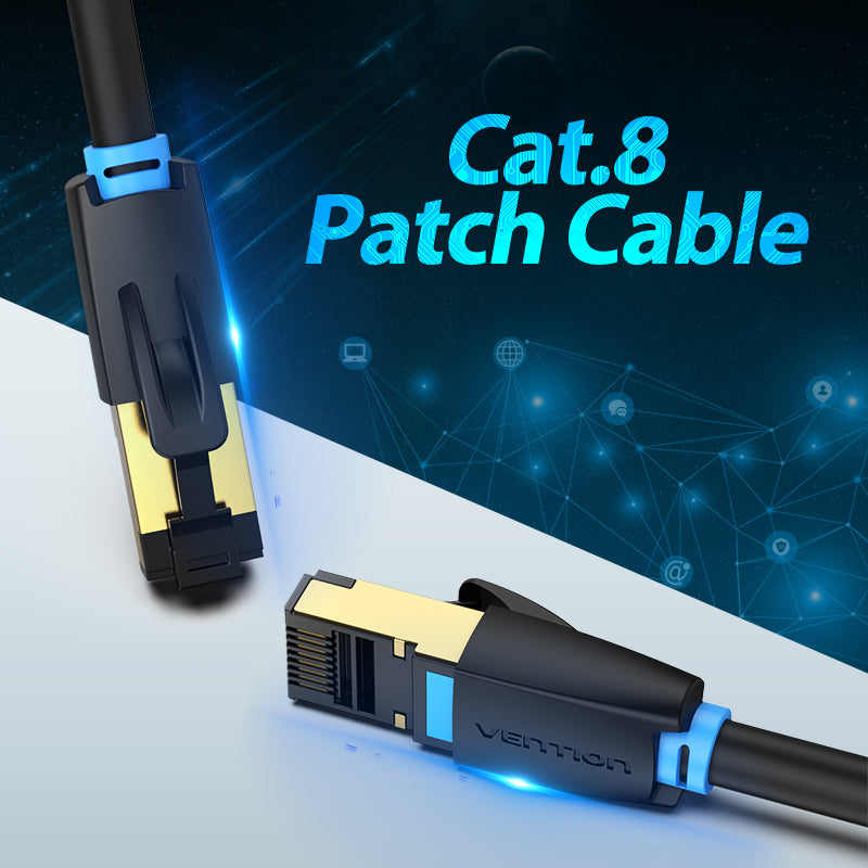 Vention CAT8 Ethernet Round Cable SSTP 40Gbps 2000MHz Super Speed LAN Network Wire Cord for Internet Router PC Modem