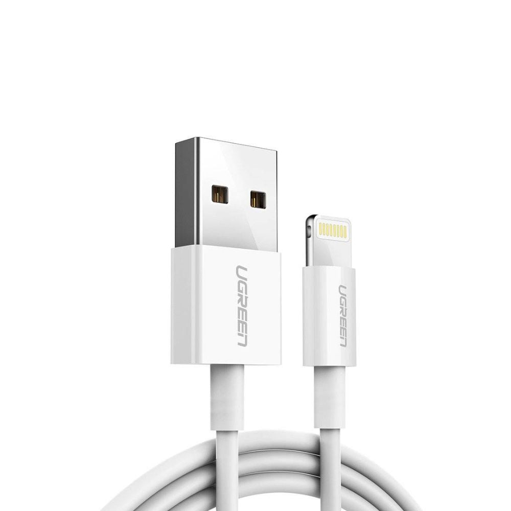 UGREEN USB-A to Lightning Cable 480Mbps Data Charging Cord Nickel Plating ABS Shell (0.5-Meters, 1-Meter, 1.5-Meters) (White) | 20728 80315 80313