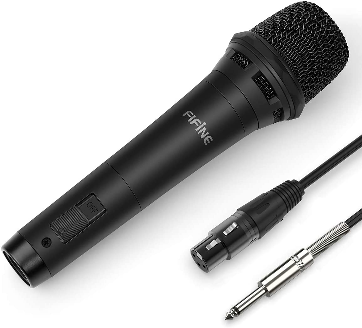 FIFINE K8 Dynamic Vocal Microphone Cardioid Handheld Microphone with On and Off Switch for Karaoke, Live Vocal, Speech etc Includes 19ft XLR to Quarter Inch Cable