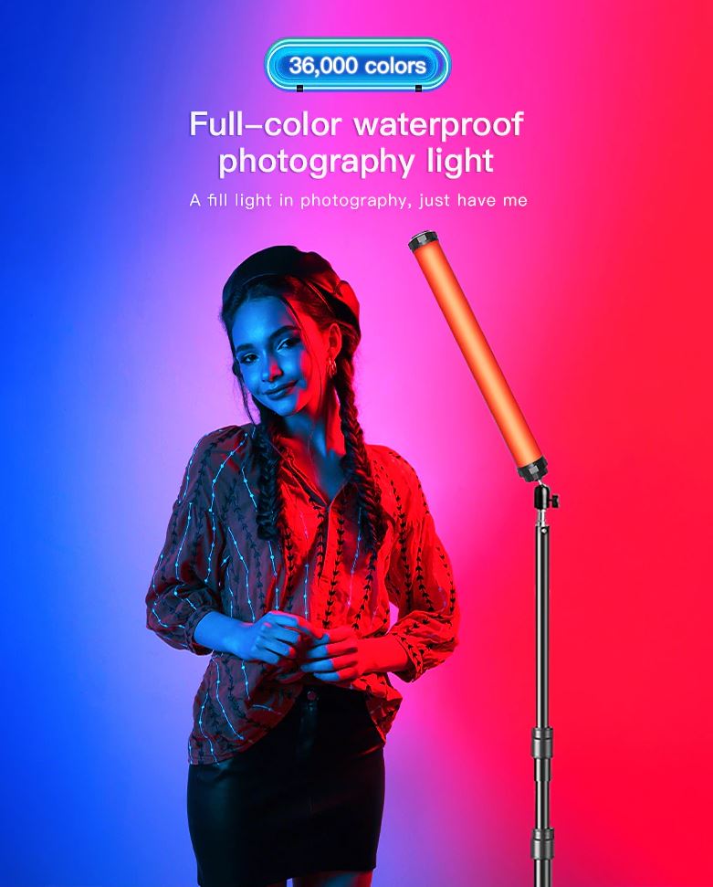 Luxceo P8 RGB LED RGB Light Stick Waterproof IP68 Remote & App Control Fill Light for Photography