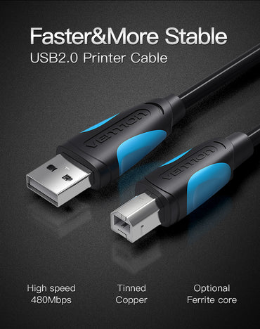 Vention USB 2.0 5M Male to B Male Aluminum Foil Metal Braided 480Mbps Printer Cable (VAS-A16)