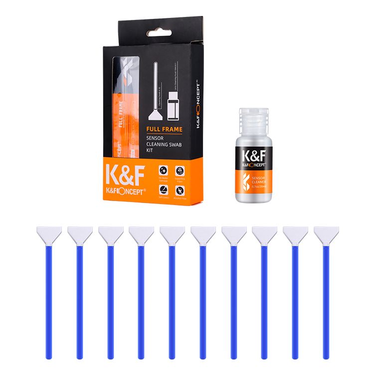 K&F Concept 24mm DSLR Camera Full-Frame Sensor Cleaning Swab Kit (10pcs Cleaning Swab and 20ml Cleaning Liquid)