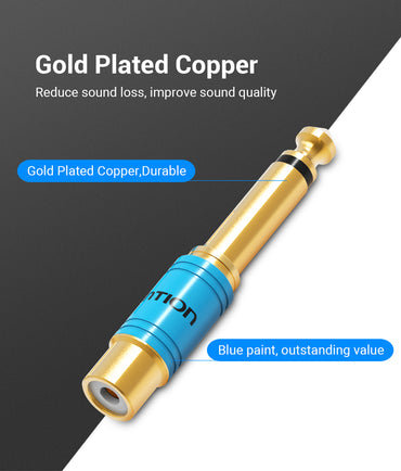 Vention 6.5mm Male to RCA Female Gold Plated Copper Audio Adapter for Mixer, Amplifier & Microphone