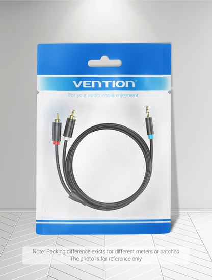 [CLEARANCE] Vention TRS 3.5MM Male to Dual RCA Male 1-Meters Gold Plated (BCL) Audio Cable for Amplifiers, Laptops, Speakers, Mixers