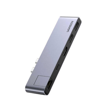 [CLEARANCE] UGREEN 4K UHD 5-in-2 Dual USB-C to USB 3.0, Ethernet Lan, HDMI, Type-C Power Delivery PD Adapter Hub with 1000Mbps Data Transfer, Thunderbolt 3 | 50984
