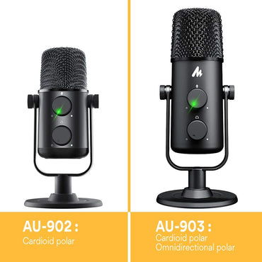 [CLEARANCE] Maono AU-903 903 Computer Microphone Podcast USB Condenser Mic with Switchable Polar Patterns & Mute Button, Zero-Latency Monitoring, Plug and Play for Recording, YouTube, Podcast, Gaming, Skype, Videos