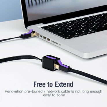 Vention CAT7 Ethernet Flat Cable FTP 10Gbps 600MHz (Male to Female) High Speed Lan Network Wire Cord for Internet Router PC Modem (ICB)