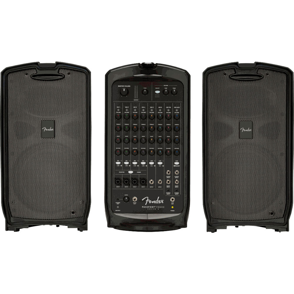 Fender Passport Venue Series 2 Portable PA System 600 Watts with 2x10" Speakers, 10 Channel Mixer, Bluetooth for Pro Audio Systems