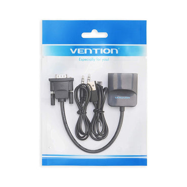 Vention VGA to HDMI Converter Cable ABS Type 1080p 60Hz (Male to Female) 0.15-meters with Micro USB / 3.5mm Audio Port and Cord (ACNBB)