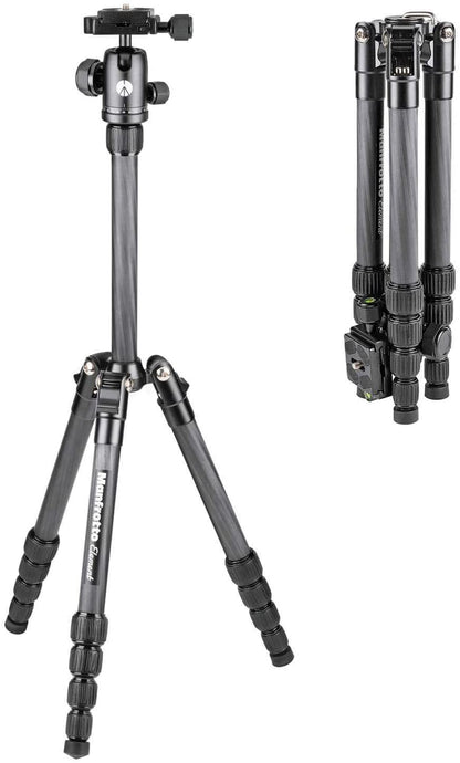Manfrotto MKELES5CF-BH Element Carbon Fiber Aluminum Small Traveler Tripod for Photography, Vlogging (Black)