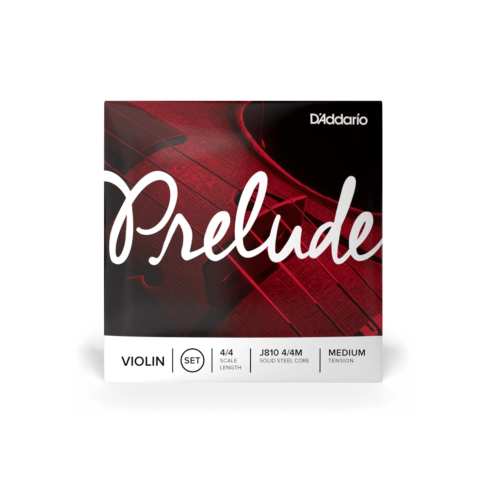 D’Addario 4/4 Prelude Violin Strings Set with Medium Tension, Warm Tones and Silk & Steel Chain Musical Instrument Accessory | J810