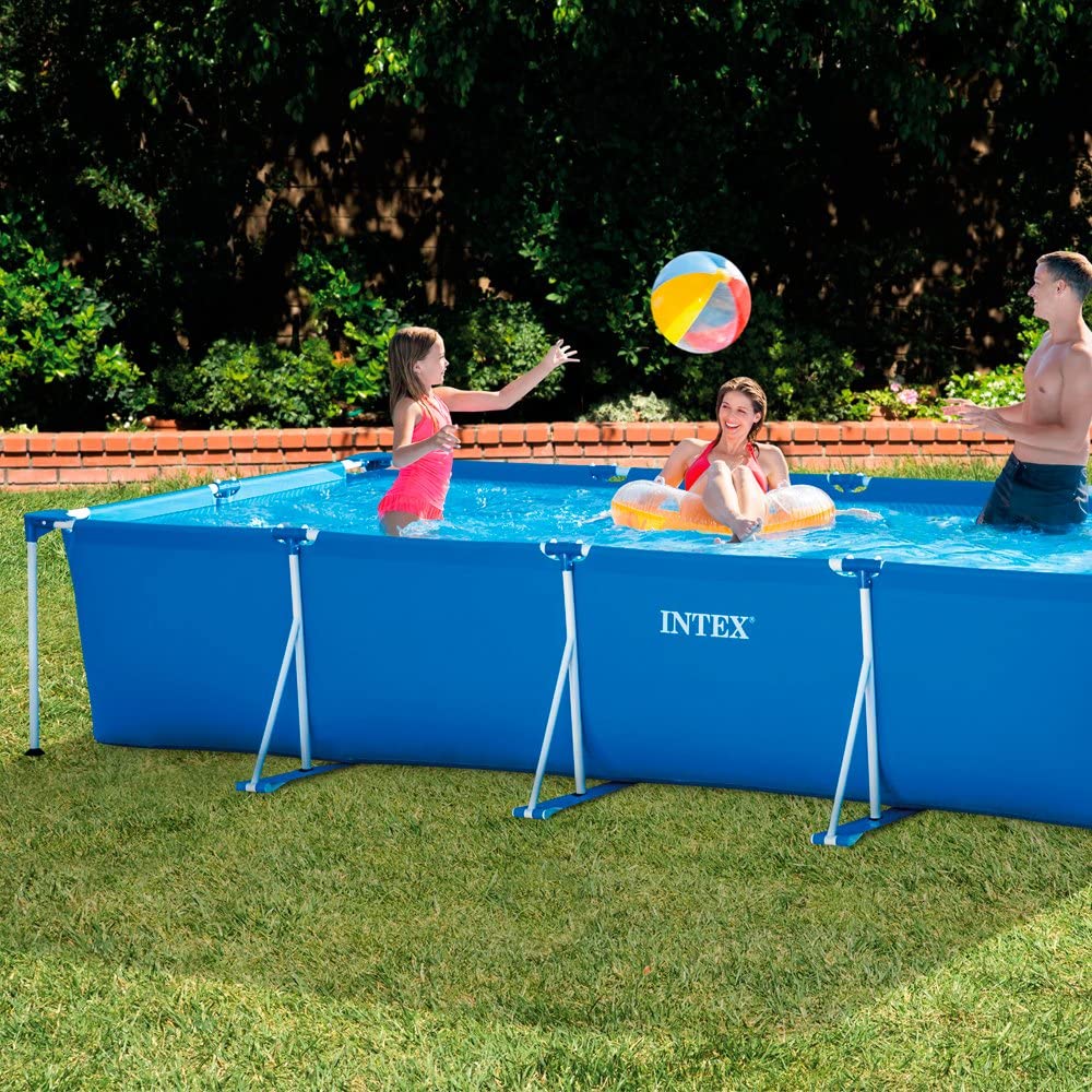 Intex 28273 4.5m x 2.2m x 84cm Rectangular Frame Outdoor Easy Assemble Backyard Above Ground Swimming Pool