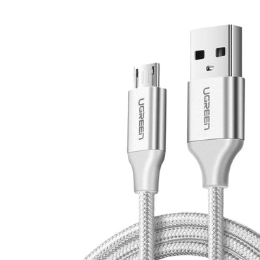 UGREEN Micro USB to USB 2.0 2.4A Nickel Plated Charging Cable with 480Mbps Data Speed Nylon Braided Cord (Available in 1M, 1.5M, 2M) | 6015