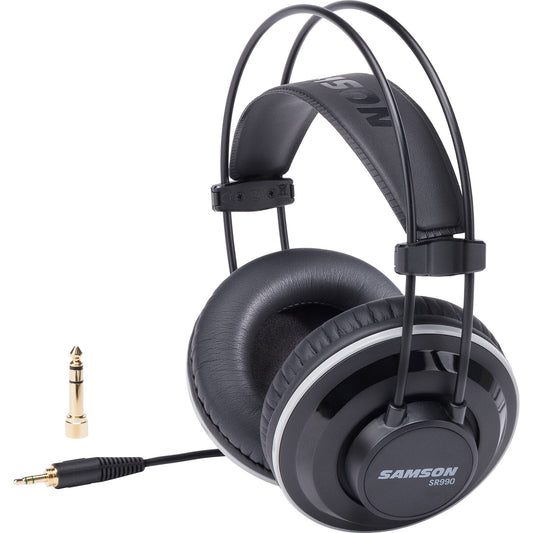 Samson SR990 Closed-Back Studio Reference Headphones Over-Ear with 20Hz to 20KHz Frequency Range Velour Protein-leather Earpads Neodymium Drivers for Audio