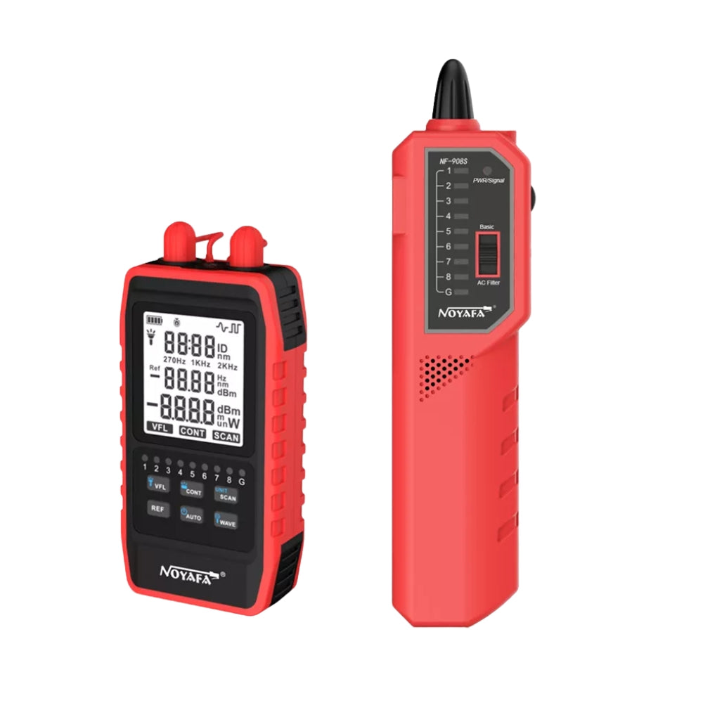 Noyafa NF-908S Mini Optical Cable Power Meter Tester with LED Indicators, Remote Adapter, Digital Signal Scanning Function for Cable and Network Testing