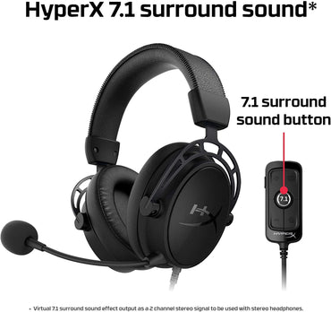 [CLEARANCE] HyperX Cloud Alpha S PC Gaming Headset, 7.1 Surround Sound, Noise Cancelling Microphone for PC, Xbox One and Mobile Devices | HX-HSCAS-BK/WW