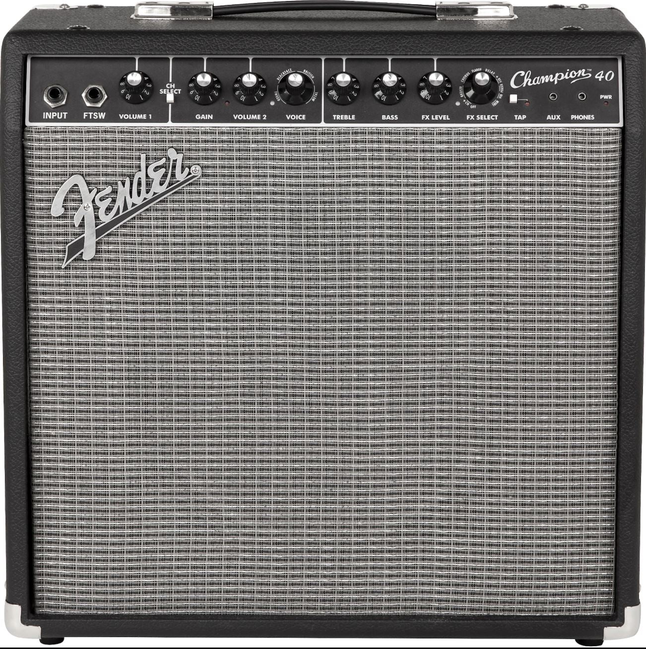 Fender Champion 40 Guitar Combo Amplifier 1x12" 40Watts 2-Channels with 12in Speaker Amp Voicings Effects AUX Input Headphone Output