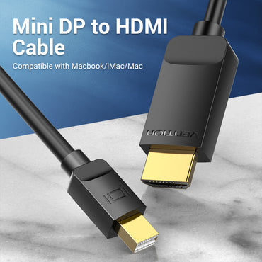 [CLEARANCE] Vention 1080p/60Hz Mini DP to HDMI Cable Gold Plated 1.5-Meters (HABB) Displayport Cable for PC, iMac, Macbook, TV, Monitor, Projector