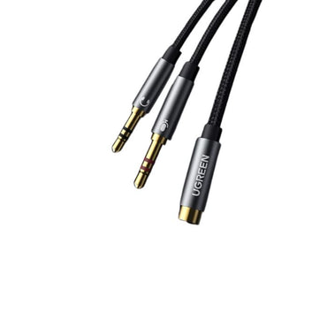 UGREEN Dual 3.5mm CTIA Male to 3.5mm Female Cotton-Braided Gold-Plated Audio Splitter Cable with Aluminum Case for PC, Laptops, Earphone Jack (Black) | 20899 |