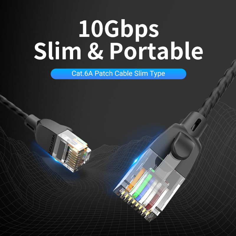 Vention CAT6A Ethernet Slim Cable UTP Patch 10Gbps 500MHz High Speed Lan Network Wire Cord for Internet Router PC Modem (Available in 0.5, 1M, 1.5M, 2M, 3M, 5M) | IBI |