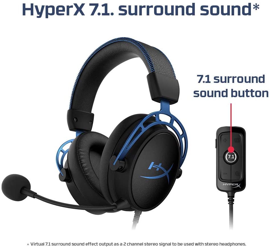 HyperX HX-HSCAS-BL/WW Cloud Alpha S- PC Gaming Headset, 7.1 Surround Sound, Adjustable Bass, Noise Cancelling for PC, Xbox One, etc.