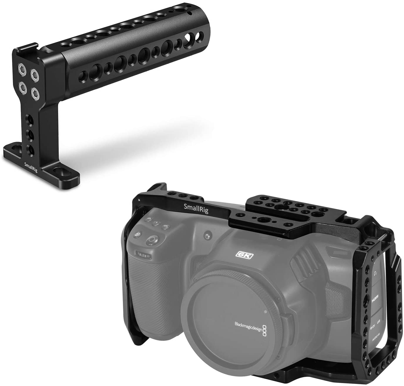 SmallRig Cage and Top Handle Kit for Blackmagic 4k / 6k with Full Cage, NATO Top Handle, HDMI USB Type-C Cable Clamp, SSD Mount 3130