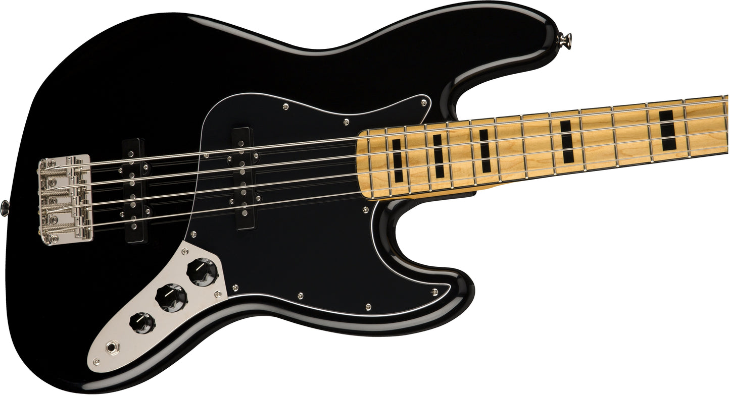 Squier by Fender Classic Vibe '70s Jazz Bass Electric Guitar with Alnico Pickups Vintage-Style Bridge (Black)