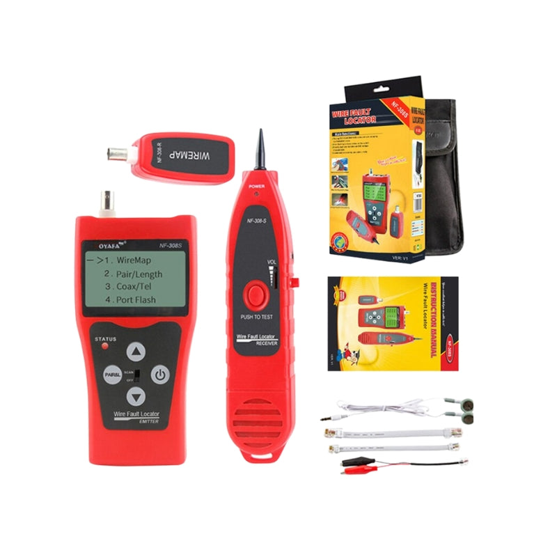 Noyafa NF-308 / NF-308S Network Telephone Wire Fault Locator Tester Pen RJ45 RJ11 LCD BNC USB Tracker with 1000M / 350M Max Cable Map Distance, Port-Flashing Function, Polarity and Voltage Testing