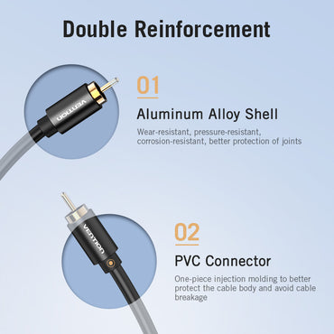 Vention RCA 2M Male to Male Coaxial Audio/Video Cable Gold-plated for Smart TV, Stereo, Amplifier, Blu-ray Machine, DVD Player and Set Top Box (VAB-R09)