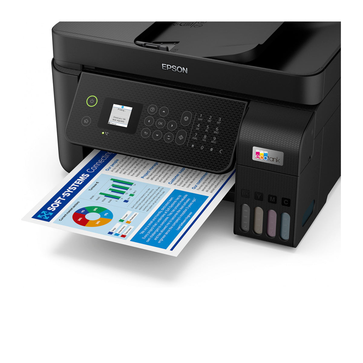 Epson EcoTank ET-2810 Ink-Jet Multifunction Colour Printer - A4, 100 Sheets  Standard Feeder - Print, Copy & Scan - 5760 x 1440dpi Printing Resolution -  USB, WiFi, Wi-Fi Direct - C11CJ67401 Colour: Black