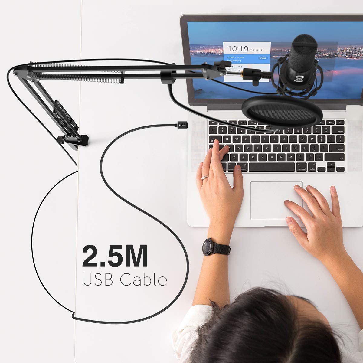 Fifine T669 Studio Condenser USB Microphone Computer PC Microphone Kit with Adjustable Scissor Arm Stand Shock Mount for Instruments Voice Overs Recording Podcasting YouTube Karaoke Gaming Streaming
