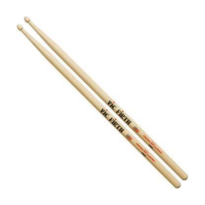 Vic Firth American Classic Extreme X8D Hickory Tear Drop Drumsticks with Wood Tip, Laquer Coating, Medium Surface Area