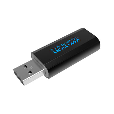 [CLEARANCE] Vention USB External Sound Card to 3.5mm Aux Audio Earphone Mic Adapter Gold-plated Black Metal Type CTIA / OMTP (VAB-S16-B)