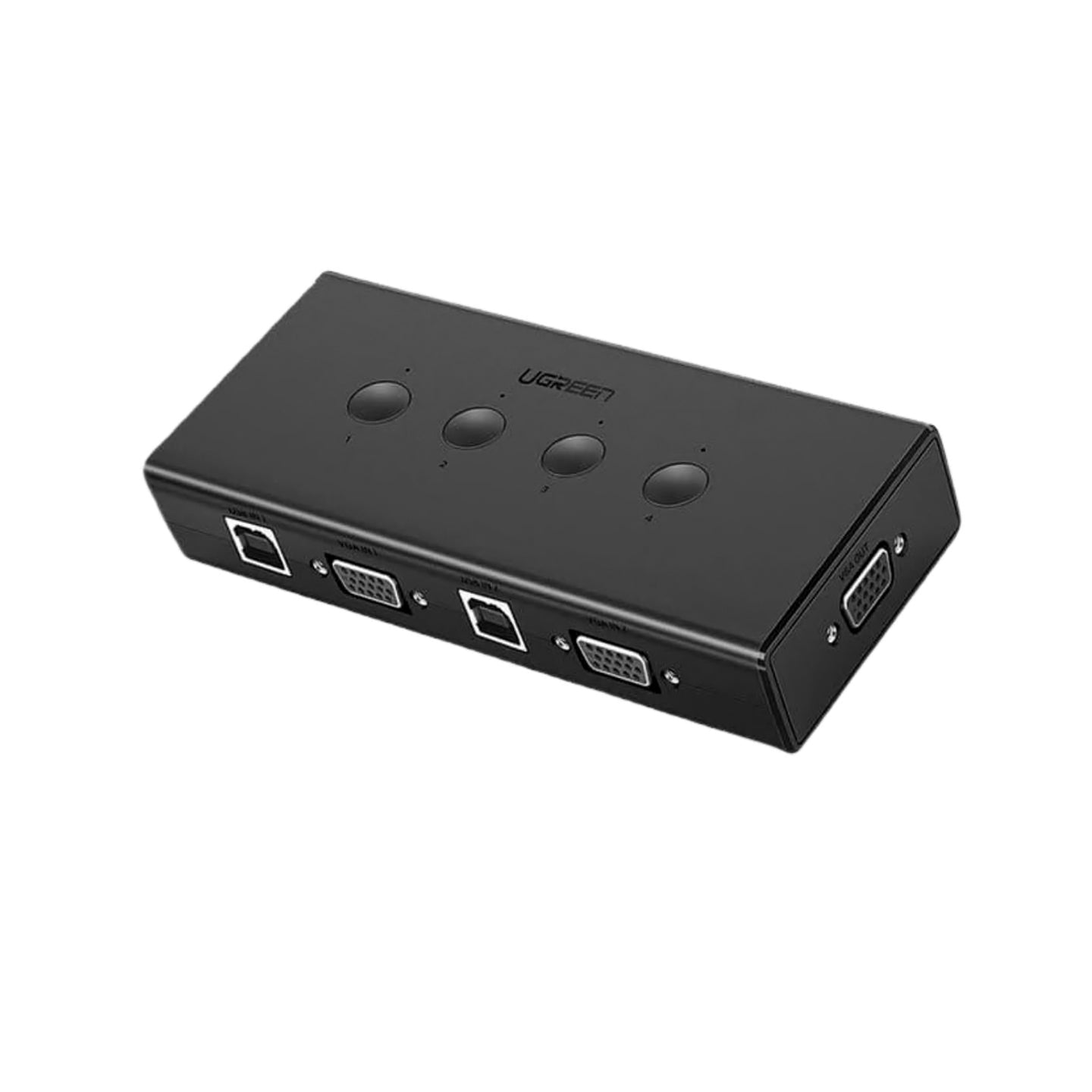 UGREEN 1080P 60Hz 4-in-1 USB KVM VGA Switch Box Video Sharing Adapter with 3 USB 2.0 Ports, Push Button Switch, Supports RGB Channel | 50280