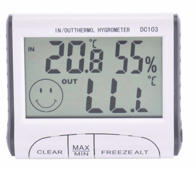 Eagletech DC103 Digital LCD Temperature Humidity Meter Clock Hygrometer Thermometer Indoor and Outdoor