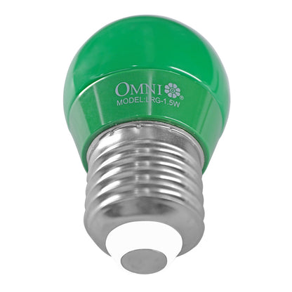 [CLEARANCE] OMNI LED Colored Round Bulb 1.5W 220V E27 Base with 20,000 Hours Operation, SMD LED, Energy Saving for Home Lightning (Green) | LRG-1.5W 220V