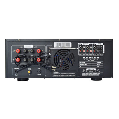 KEVLER GX-4000 900W X2 High Power Mixing Amplifier with Digital LCD Display, USB / Bluetooth / FM Function, 2 Line and 4 Microphone Input with Effects Master Controls and Feedback Reducer for Karaoke System