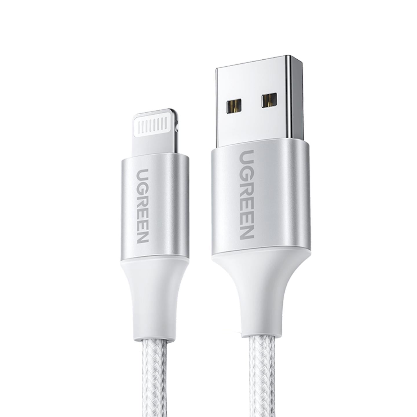 UGREEN USB-A Male to Lightning Male 480Mbps Data Syncing & Charging Cable with Aluminum Braided Case for Smartphones & Tablets (Available 1M, 1.5M, 2M) | 6016