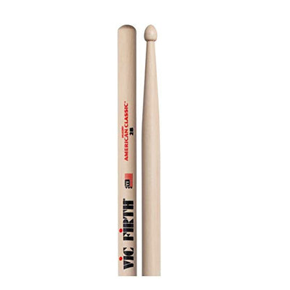 Vic Firth 2B American Classic with Value Pack Drum Sticks Hickory Wood Tear Drop Tip Ideal for Rock Music | P2B3-2B1