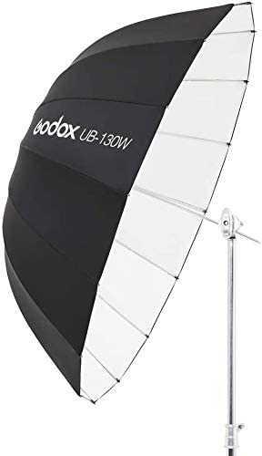 Godox UB-130W 51" White and Black Parabolic Umbrella Reflector for Photography Lighting