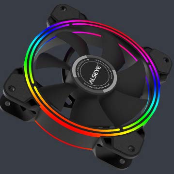 Alseye Halo 4.0 120mm Computer LED Case Fan PC Cooler with Adjustable RGB Lighting and Remote Control
