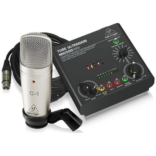 Behringer Voice Studio Recording Bundle with Studio Condenser Microphone, USB to Audio Tube Preamplifier with 16 Preamp Voicings for Studio Recordings