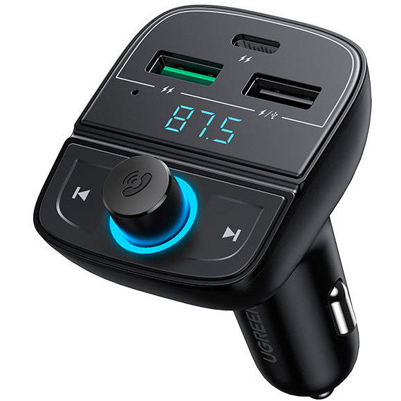 UGREEN Car Lighter FM Transmitter with Built-in Bluetooth Controls USB-C PD Power Delivery and USB-A Fast Charging Ports | 80910