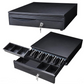 LogicOwl OJ-405B Full Metal Cash Register Drawer Box for POS Printers RJ11 | 5 Bill, 5 Coin Tray, 1 Detachable Coin Tray with 2 Keys