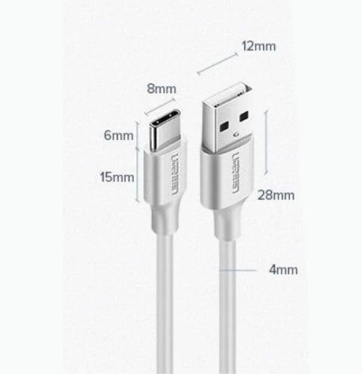 UGREEN High Speed USB-A 2.0 to USB-C Cable with Corrosion-Resistant Bare Copper Conductors and Foil & Braid Shielding for Computers, Smartphones and Tablets   (Available in 0.25M, 0.5M, 1M, 1.5M and 2M)
