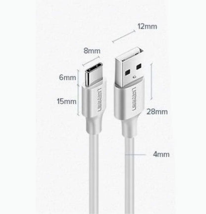 UGREEN High Speed USB-A 2.0 to USB-C Cable with Corrosion-Resistant Bare Copper Conductors and Foil & Braid Shielding for Computers, Smartphones and Tablets   (Available in 1M, 1.5M and 2M)