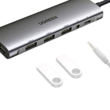 [CLEARANCE] UGREEN 6-in-1 Hub USB-C to USB 3.0, HDMI, 3.5mm AUX Multifunction Adapter with PD Power Converter | 80132